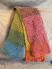 Womens Multicolor Striped Crochet Knit Rectan...
