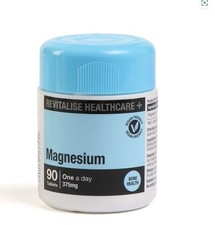REVITALISE HEALTHCARE+ MAGNESIUM 90 TABLETS 375mg BONE HEALTH VEGAN FRIENDLY 0.26 per thousand milligrams