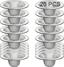 20Pcs Bathroom Sink Drain Strainer Screen Mesh, 2.75'' Stainless Steel Slop B...