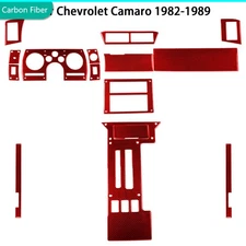 15Pcs Red Carbon Fiber Full Interior Dash Trim Kits For Chevrolet Camaro 1982-89