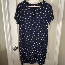 Madewell Navy Button Back Easy Shift Mini Dress in Daisy Dots - Size Medium