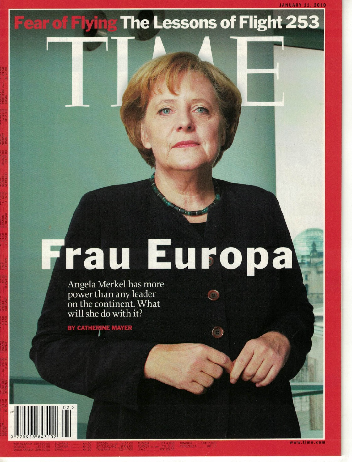 Angela Merkel TIME Magazine January 11, 2010 Frau Europa Lessons Of Flight 253