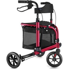 WALK MATE 3 Wheel Rollator Walker with Seat for Slim Seniors, Padded Backrest