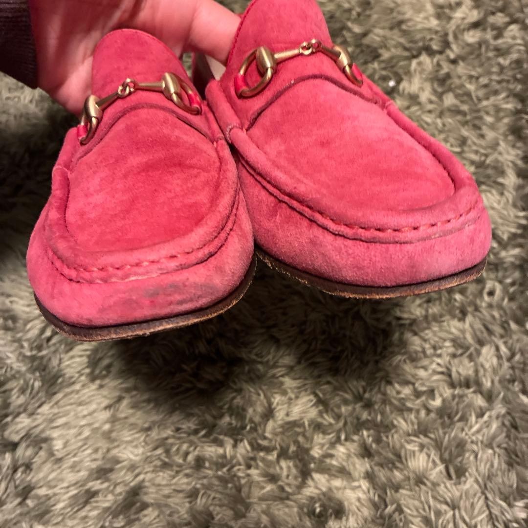 GUCCI Women's Loafers Horsebit Suede Red EU36.5/US6.5 120230c thumbnail 10