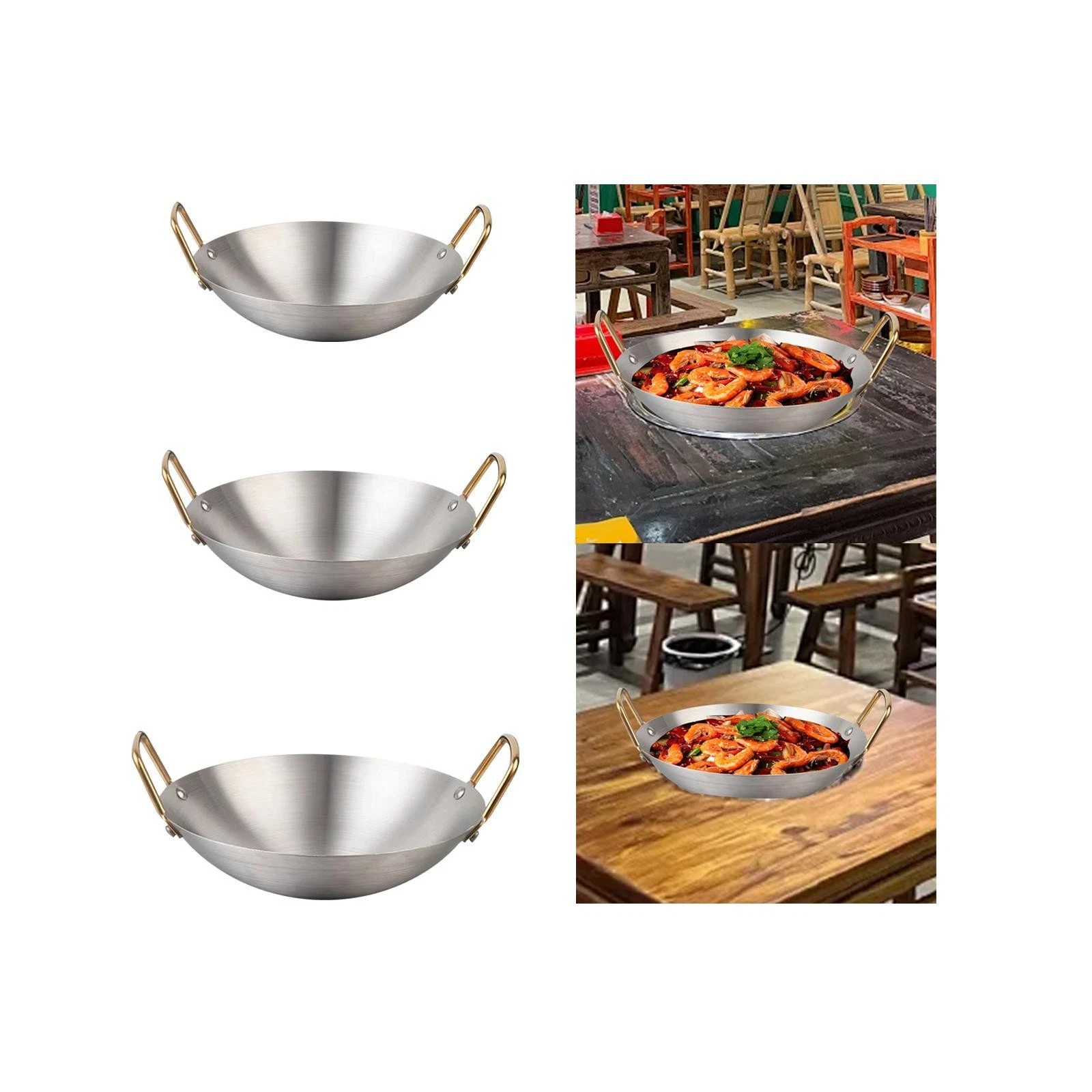 Stainless Steel Wok Dry Pot Stovetop Double Handles Multipurpose Round Bottom
Opens in a new window 