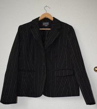 Adagio Womens Black Pinstripe Blazer
