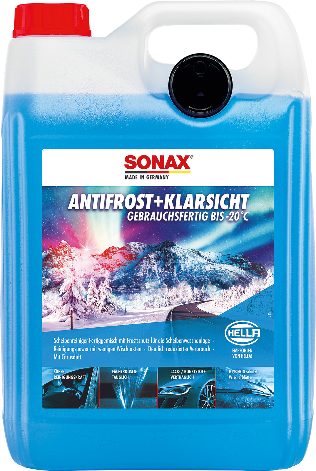 SONAX AntiFrost + KlarSicht -20°C Gebrauchsfertig Citrus 5 Liter Frostschutz