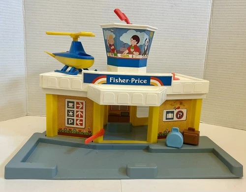 Vtg 1980 Fisher Price Little People Airport Jetport Terminal #933 Helicopter