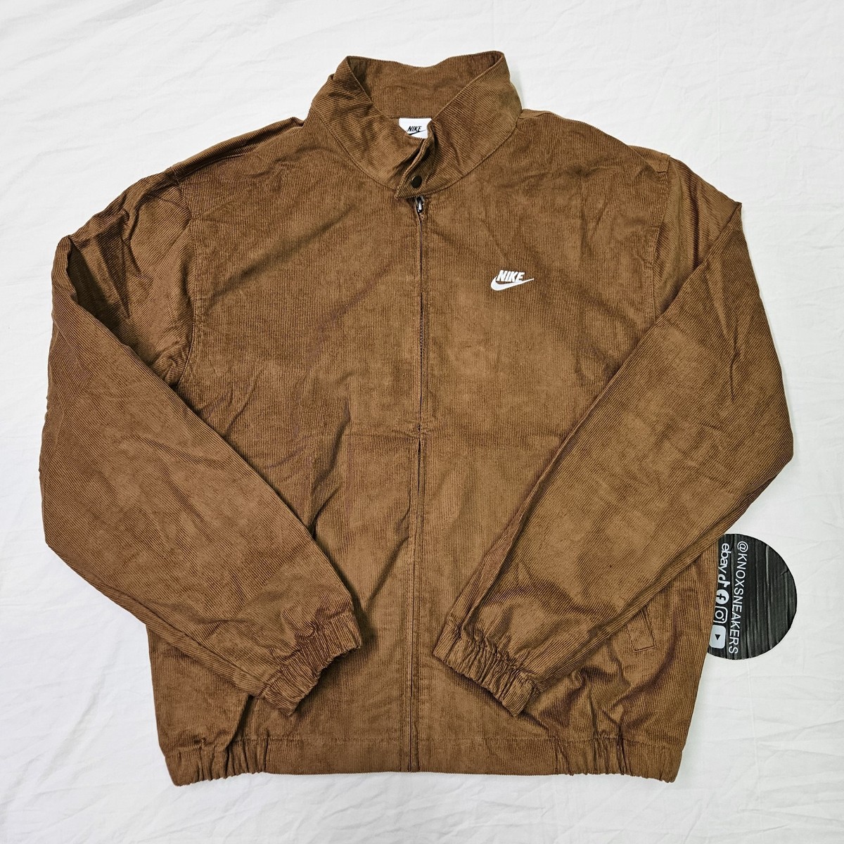 Nike Club Harrington Corduroy Full Zip Up Jacket Brown FZ0631-281