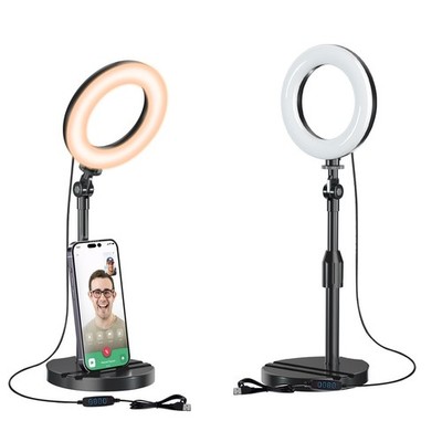 Desk Ring Light with Telescopic Stand, Travel Desktop Hola Light for Selfie L...