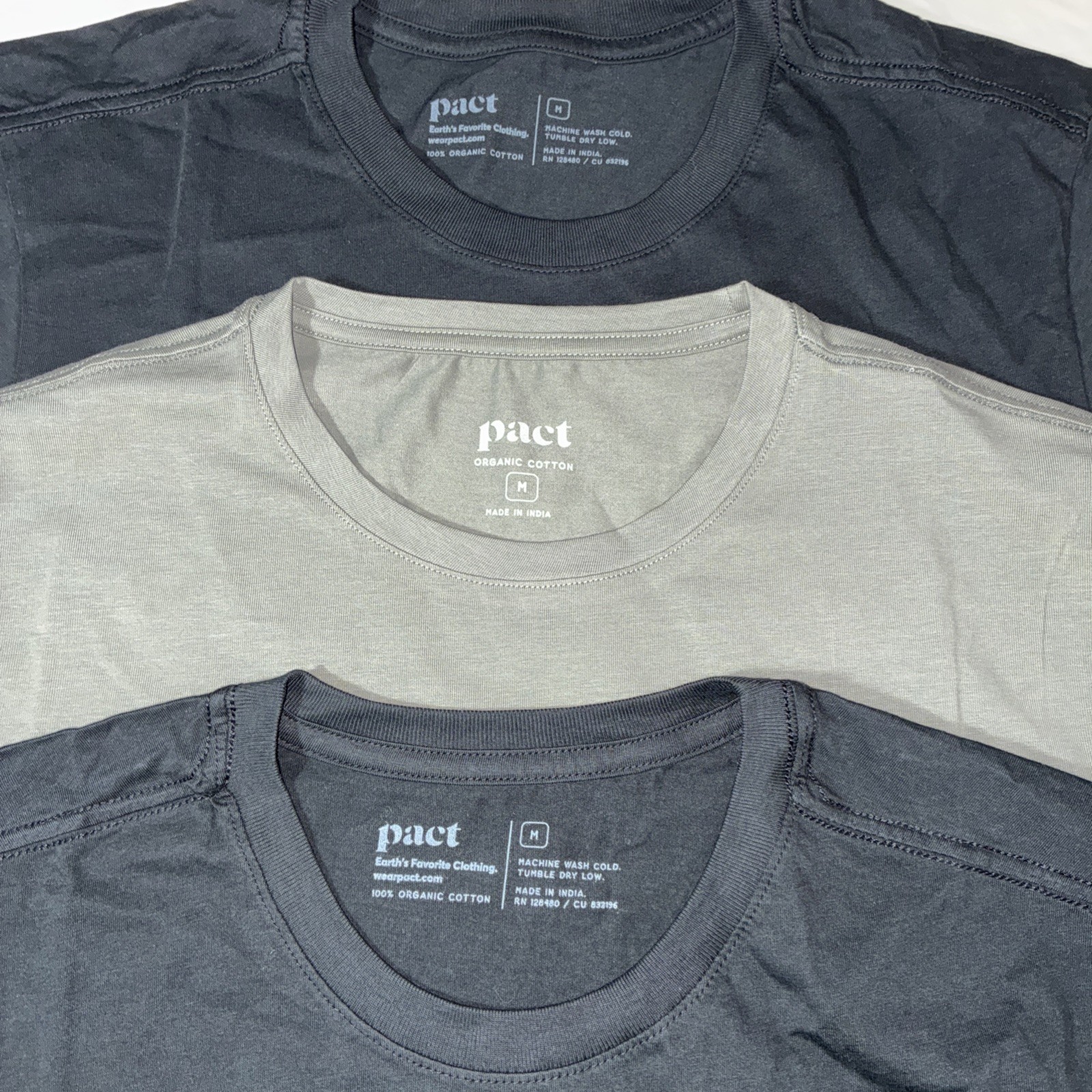 Men’s Pact Organic Cotton Short Sleeve T-Shirt Gray Size Medium