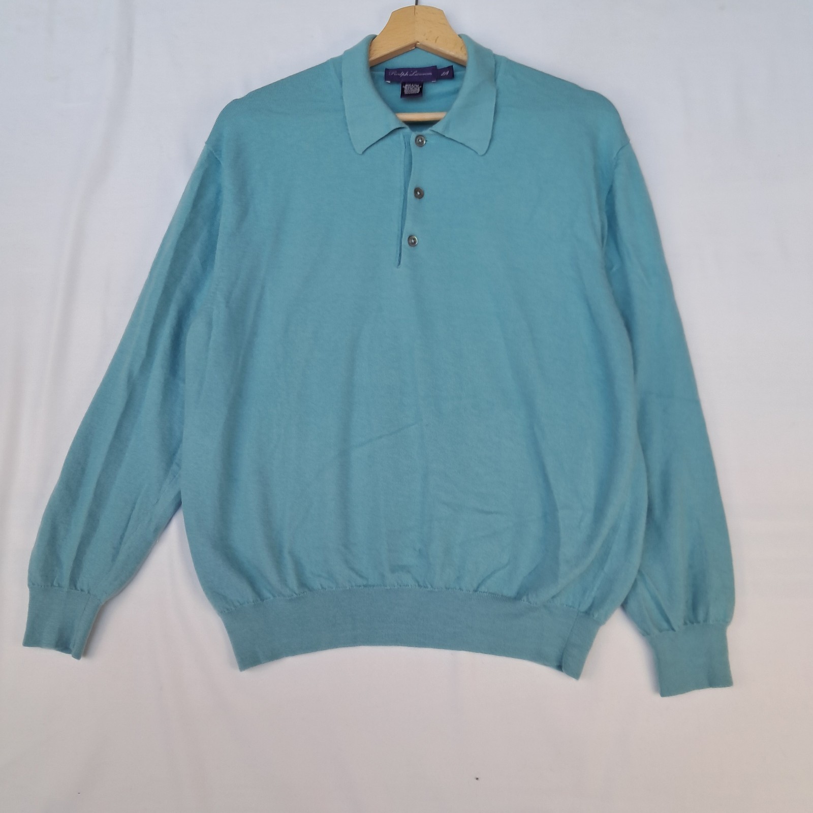 Maglione Ralph Lauren Purple Label 100% cashmere colore blu taglia L da uomo