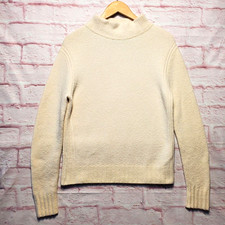 J Crew Sweater Womens Medium Cream Mock Neck Merino Alpaca Blend Knit Cozy Soft