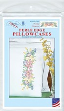 Jack Dempsey Stamped Pillowcases W/White Perle Edge 2/Pkg-Pretty Flowers