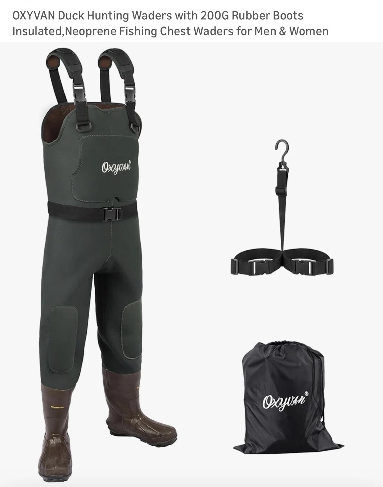 OXYVAN Duck Hunting Waders with 200G Rubber Boots Insulated,Neoprene 9