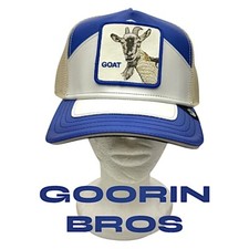 Goat Goorin Bros The Farm Trucker Hat Royal Blue Mesh Adjustable Back New