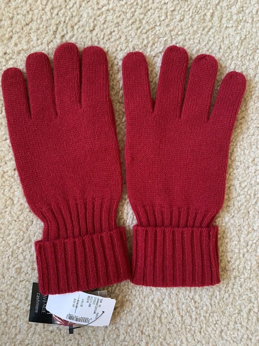 NWT 100% Cashmere Gloves Saks Fifth Avenue Red Mittens Soft | eBay