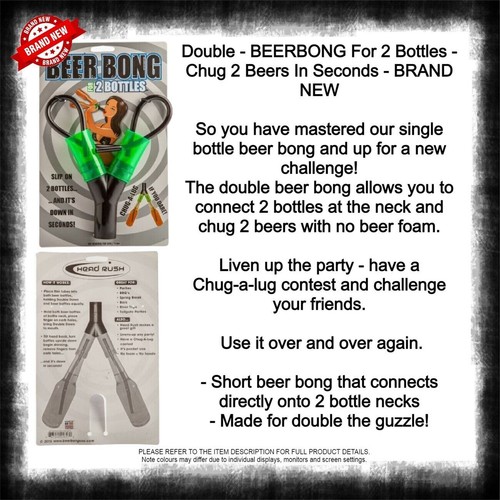 Double BEER BONG Chug 2 Beers In Seconds Brand new - Picture 6 of 8