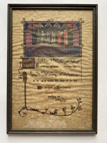 Illuminated Music Manuscript Signed G Wallace Woodsworth Harvard University Glee