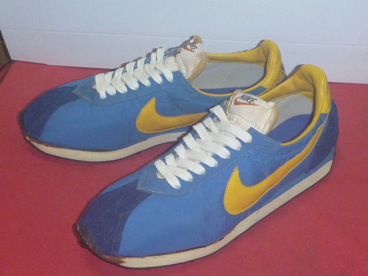 Nike Waffle Trainer Blue x Yellow US9 Made in Japan 70s Vintage