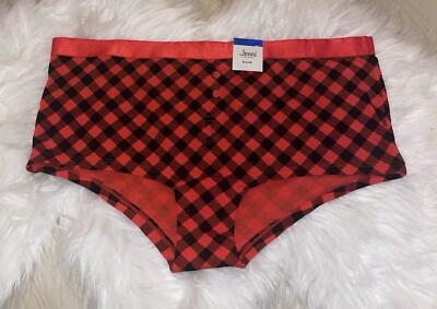 Jenni Boyshorts Panties Buffalo Plaid Womens XL XLarge Red Black