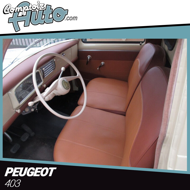 Coiffes de sièges avant en simili cognac havane pour Peugeot 403