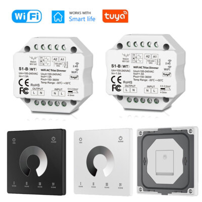 230V Tuya WiFi AC Triac LED Dimmer Controller 2.4G Touch Fernbedienung fr Alexa