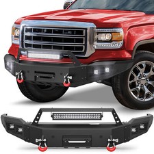 Steel Front Bumper For 2014-2015 Gmc Sierra 1500 With Winch Plate & Led Lights