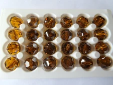 8 Swarovski Round Crystal Beads 14mm Topaz Satin. #5000
