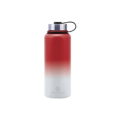 Thermosflasche Flachmann Warm Auslaufsicher Edelstahl Geschenk Rot Weiß 500ml