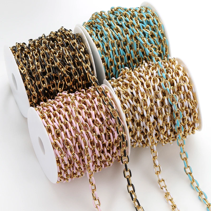 Cable de cadena de oro esmaltado de acero inoxidable de 2M eslabón abierto para hacer joyas hágalo usted mismo Foto 2 de 4
