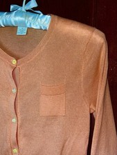 J CREW 100 ITALIAN CASHMERE PEACH ORANGE CARDIGAN SWEATER SIZE S / SMALL