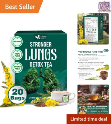 Herbal Tea Bags 20 Count Mullein Ginger Elderberry Lung Detox Caffeine-Free