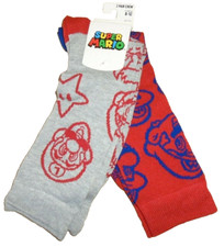 NEW MENS "SUPER MARIO VIDEO GAMER 2 PAIR CREW SOCKS" Shoe Size 8-12