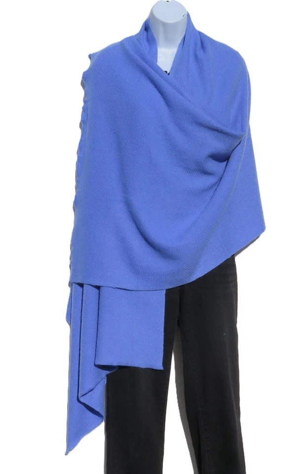 Cachemira|Chal/Envoltura|2 Capas|Telar a Mano|Nepal|Mini Espiga| Azul Claro Foto 2 de 4