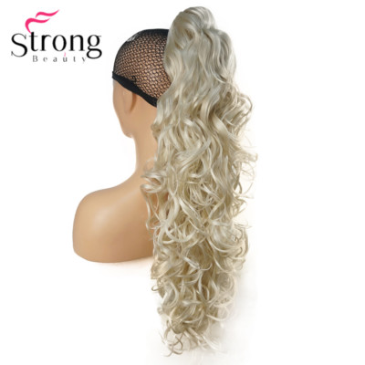 Long Wavy Gray Red Clip In/On Hair Extensions Piece Curly Claw Ponytail Colorful