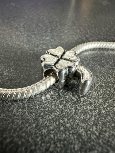 Charm Bead Four Leaf Clover 925 Silver Slide for Cable Bracelet Necklace Gift - Picture 6 of 9