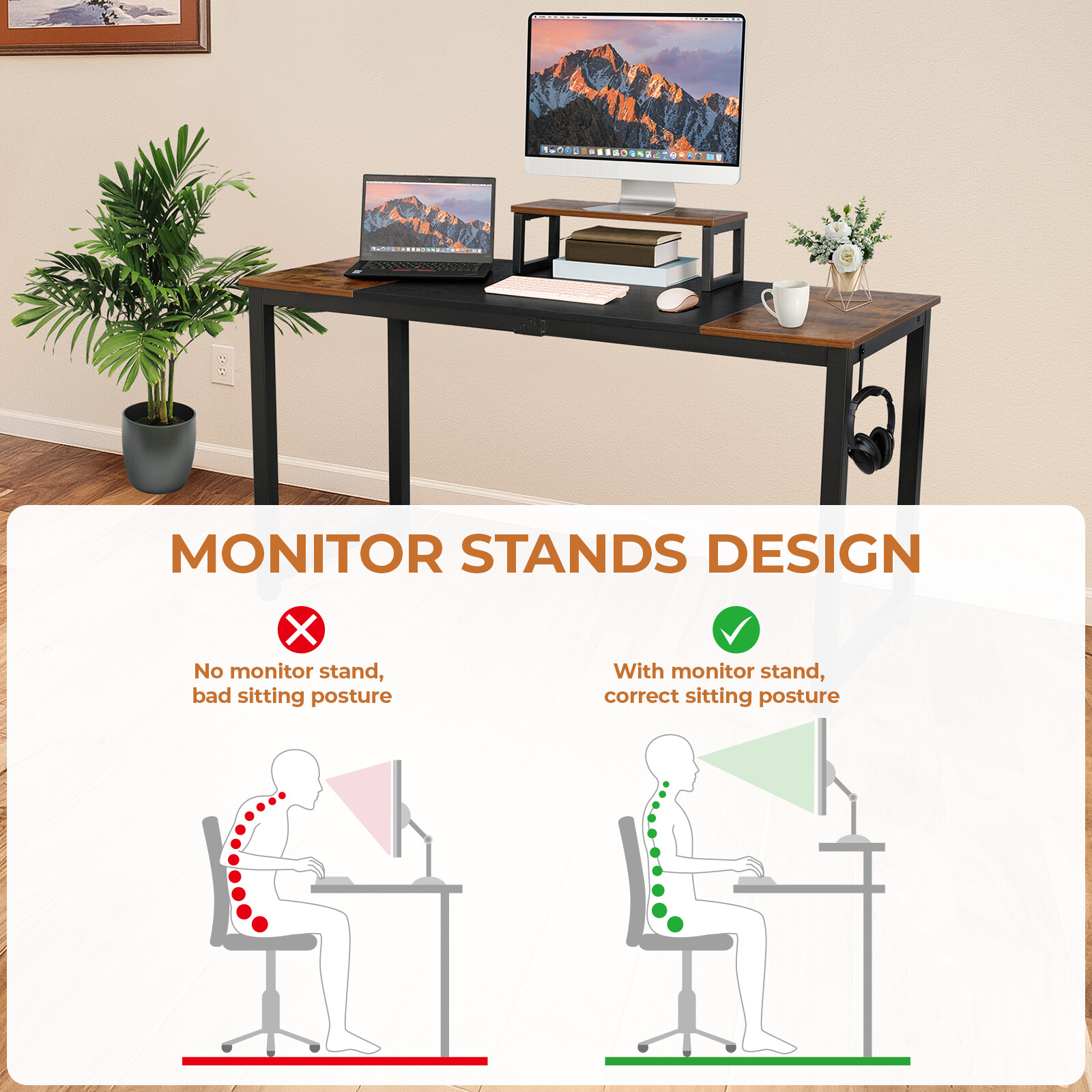 55'' Computer Desk Laptop Table Writing Study Workstation Home Office