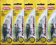 Berkley Flicker Shad #7 3” Crankbait Fishing Lure Lot of 5 Slick Chart Pearl T5