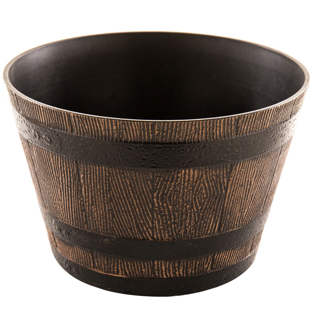 Faux Barrel Planter for Gardening – Practical Decorative Flower Pot  