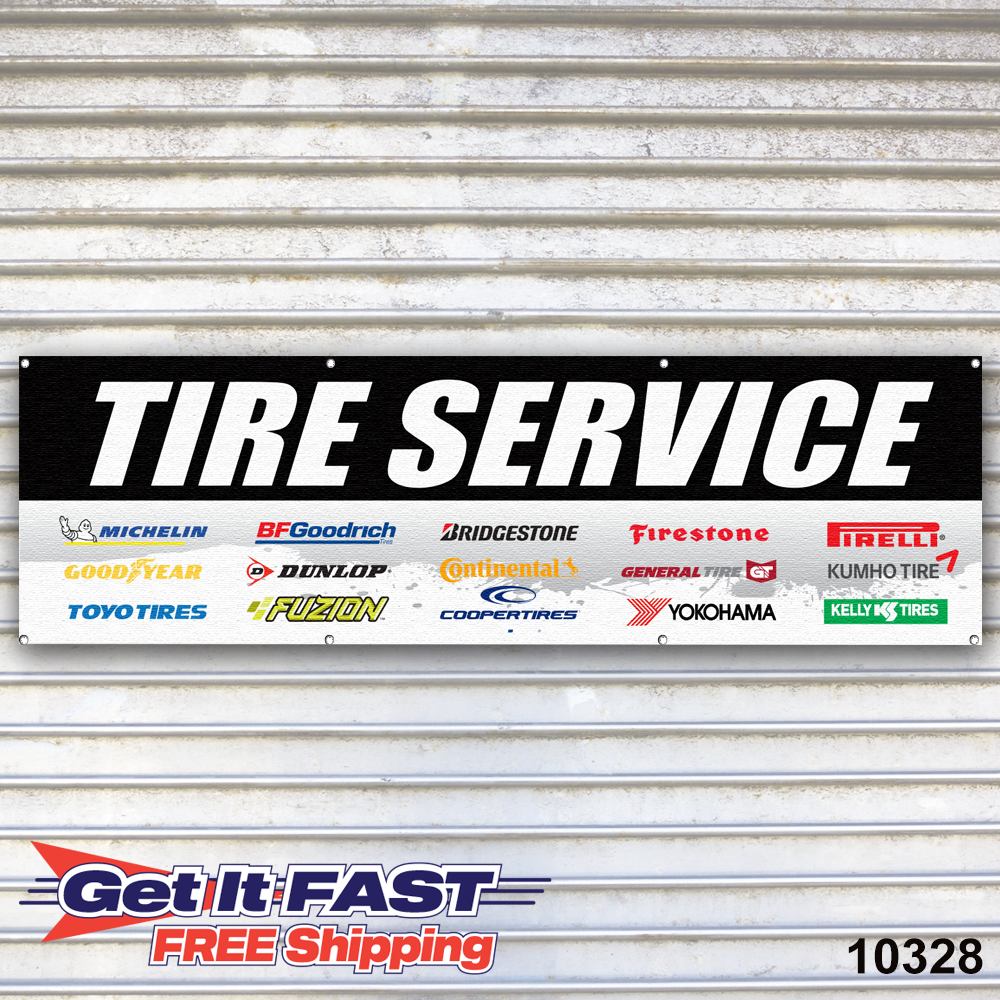 Tire Shop Service Bay Banner for Garages and Auto Dealers