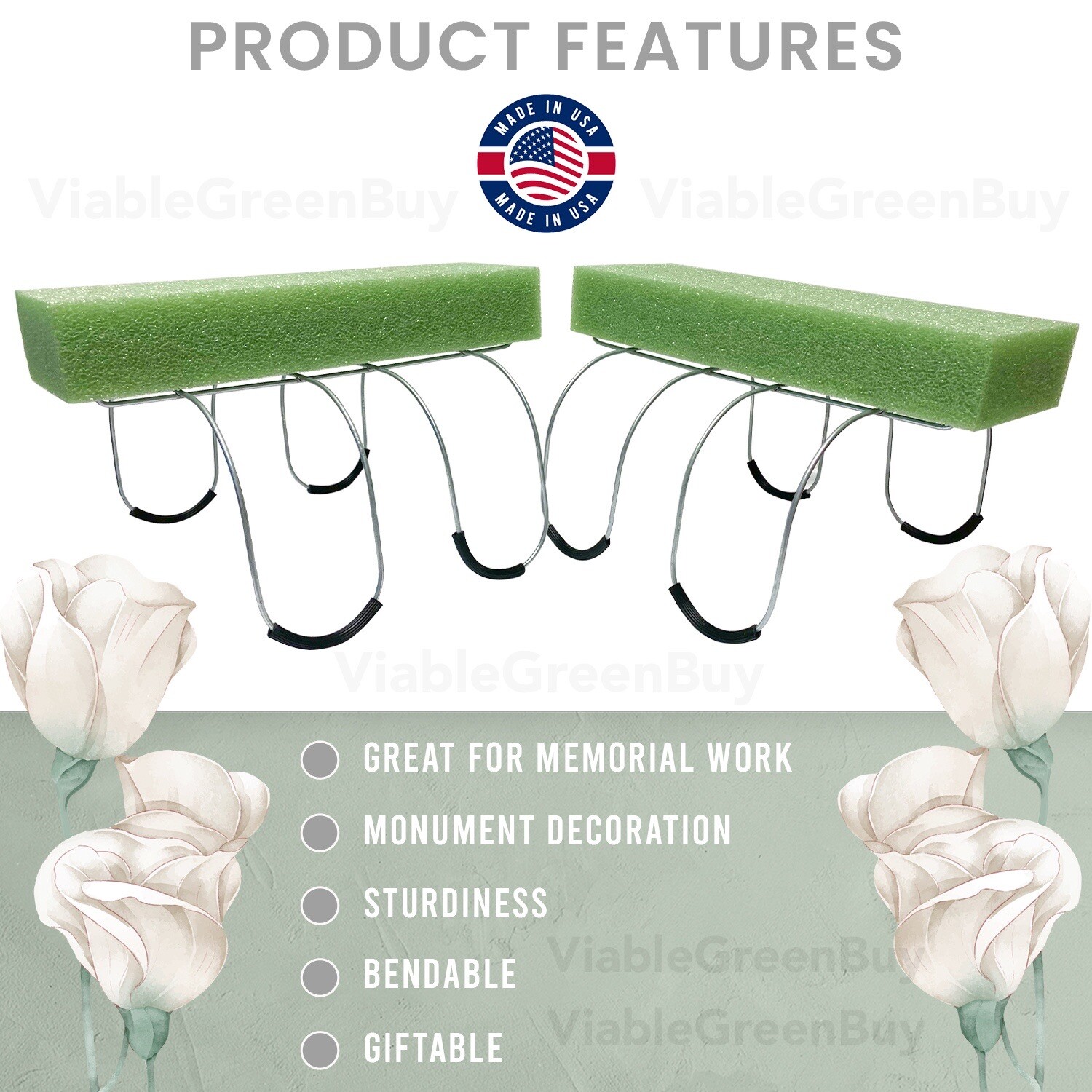 2 pack 12” Cemetery Saddles Rustproof Wire Galvanized Gravestone