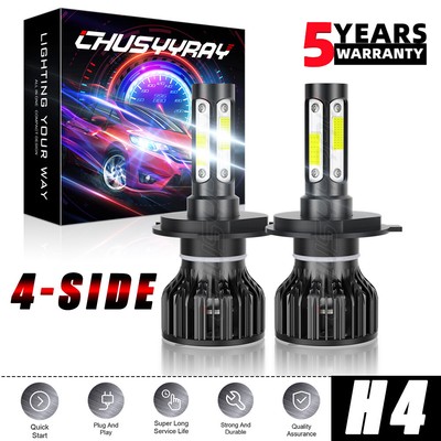 4-sides H4 9003 White Headlight Kit Hi/Low Bulbs for TOYOTA T100 1993 1994-1998