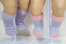 2pr Lavender & Pink Socks Doll Clothes For 15” Bitty Baby & Twins (Debs*)