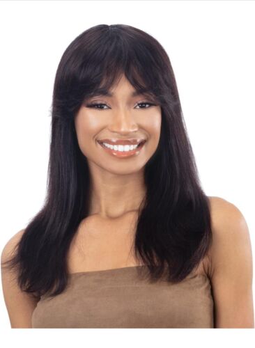 NEW SHAKE-N-GO 100% VIRGIN HUMAN HAIR CURTAIN BANG WIG GIRLFRIEND STRAIGHT