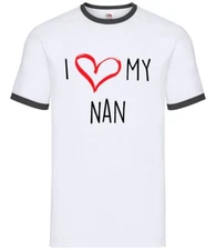 I Love My Nan - Mens Ringer - Nanna Nanny Gran Granny Grandma Mothers Day