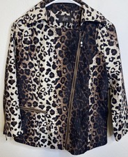 Anthropologie Luii Leopard Animal Print Zipper Lightweight Lined Coat Jacket M