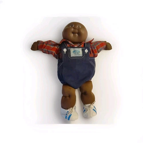 African American Cabbage Patch Boy 1982 Doll 16 In W/ Clothes Jeans Plaid