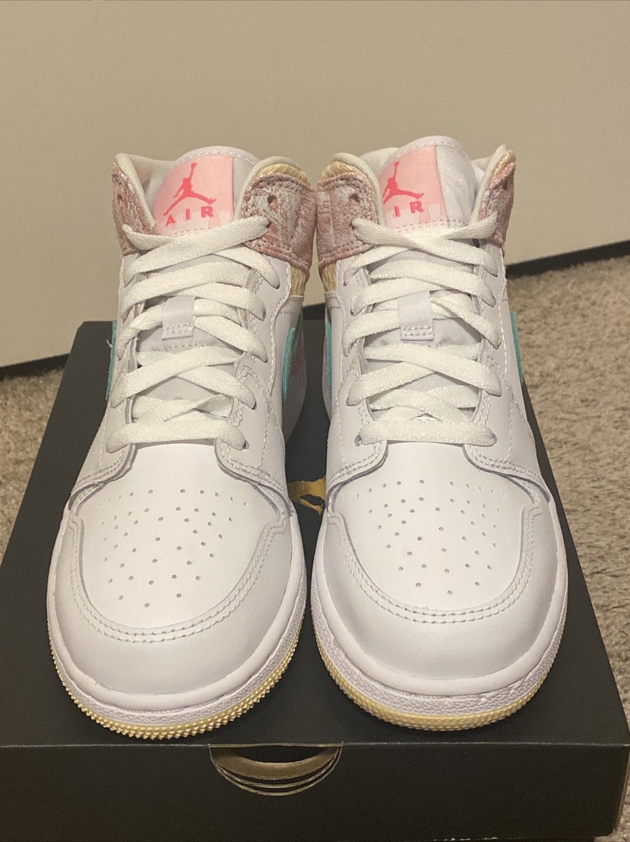 Nike Air Jordan 1 Mid SE Paint Drip GS Size 6Y DD1666-100