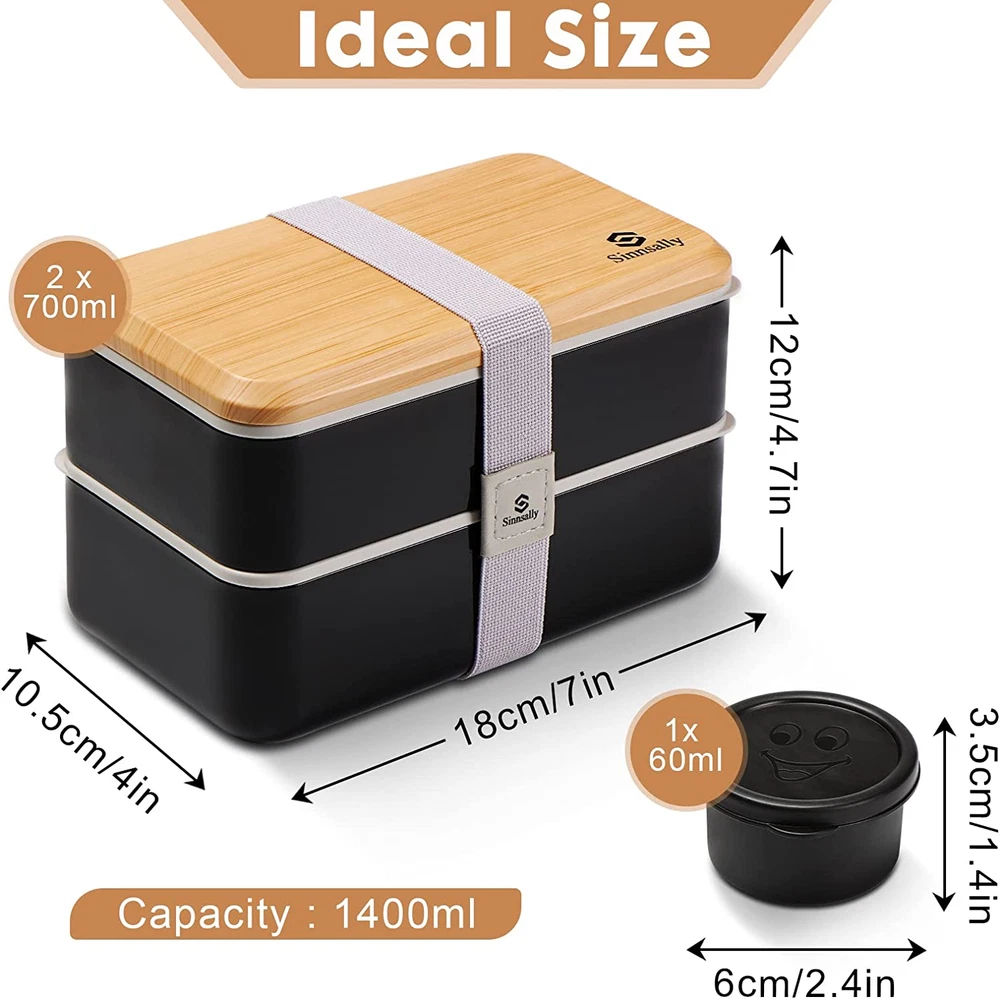 Sinnsally Bento Box Adult Lunch Box with Compartments for Women & Men,47Oz